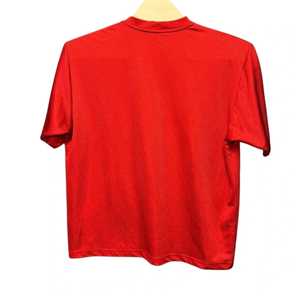 Nike Mens XL Red Mesh Athletic T-Shirt Embroidered Center Swoosh Short Sleeve